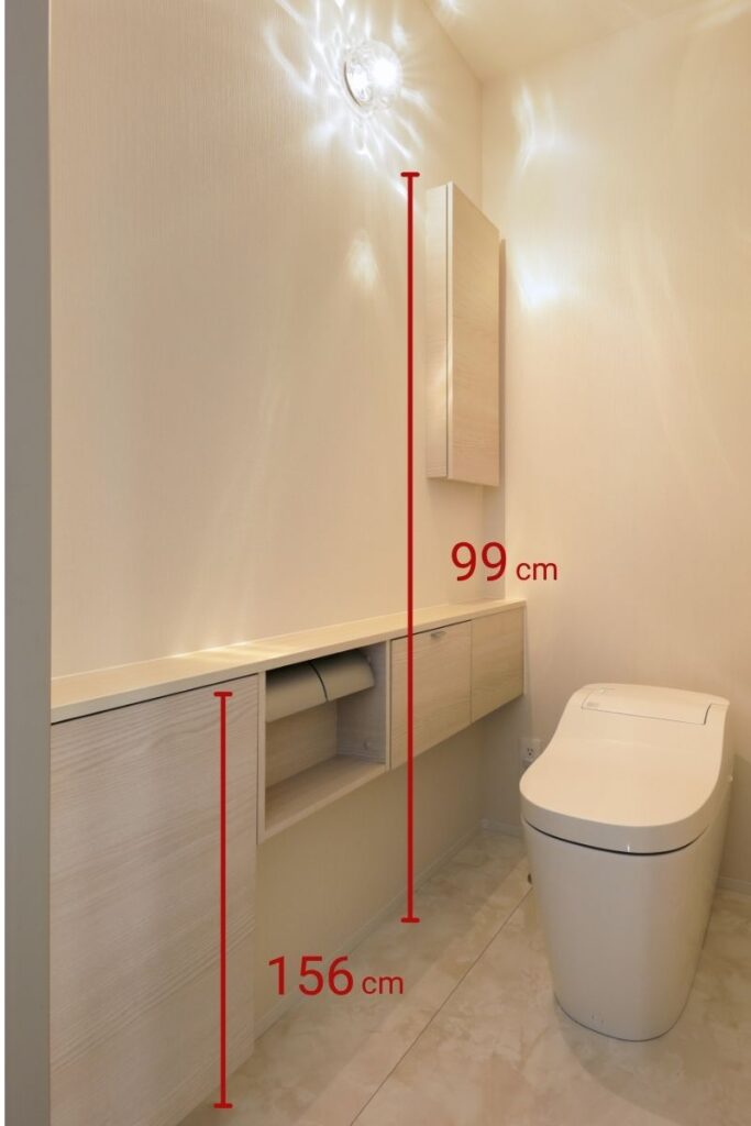 レストパネルとペーパーホルダーが一体化したトイレ収納