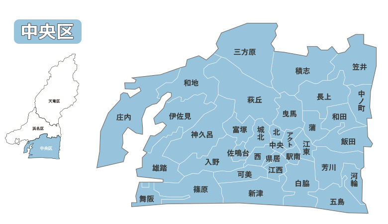 浜松市中央区の地図