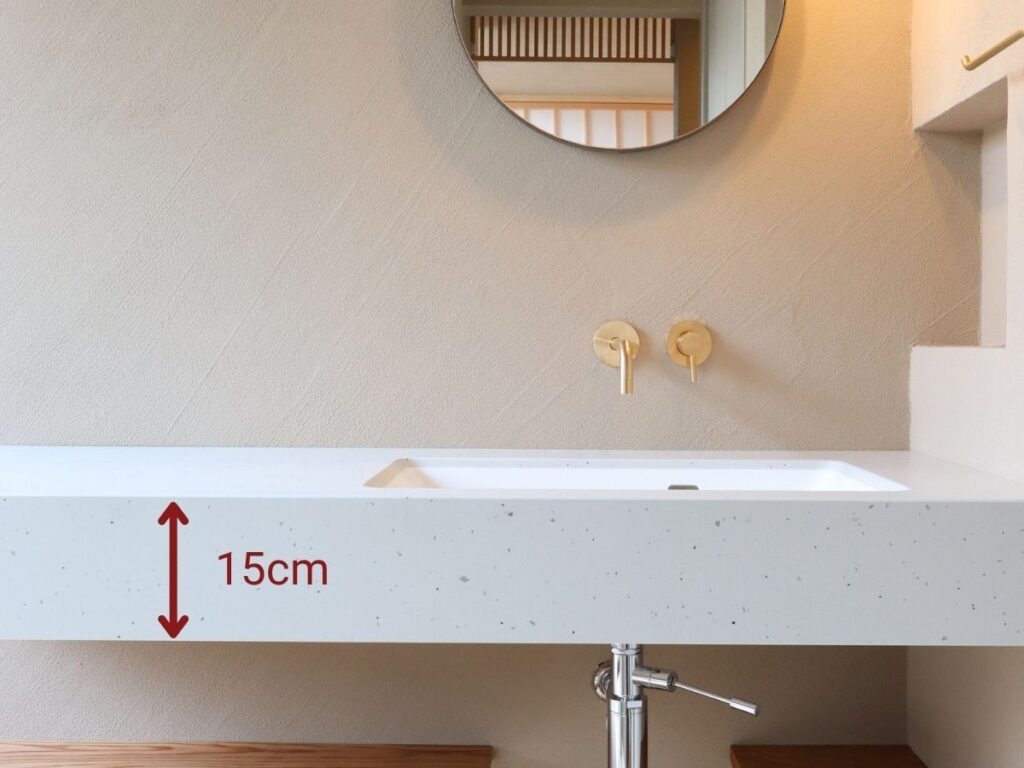 15㎝の天板を使用した造作洗面台